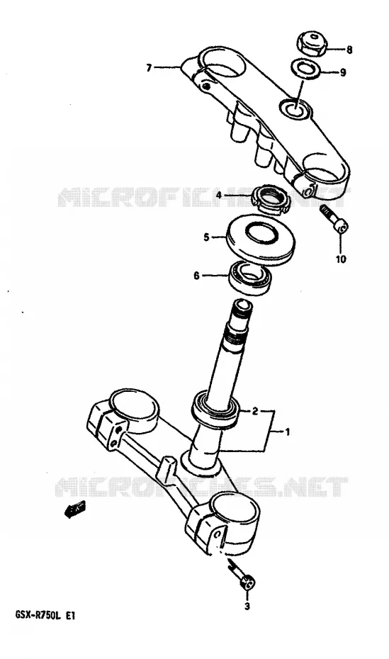 STEERING COLUMN (MODEL J/K) Suzuki MOTO 750 GSX-R 1989  GSX-R750K(K/L/M)