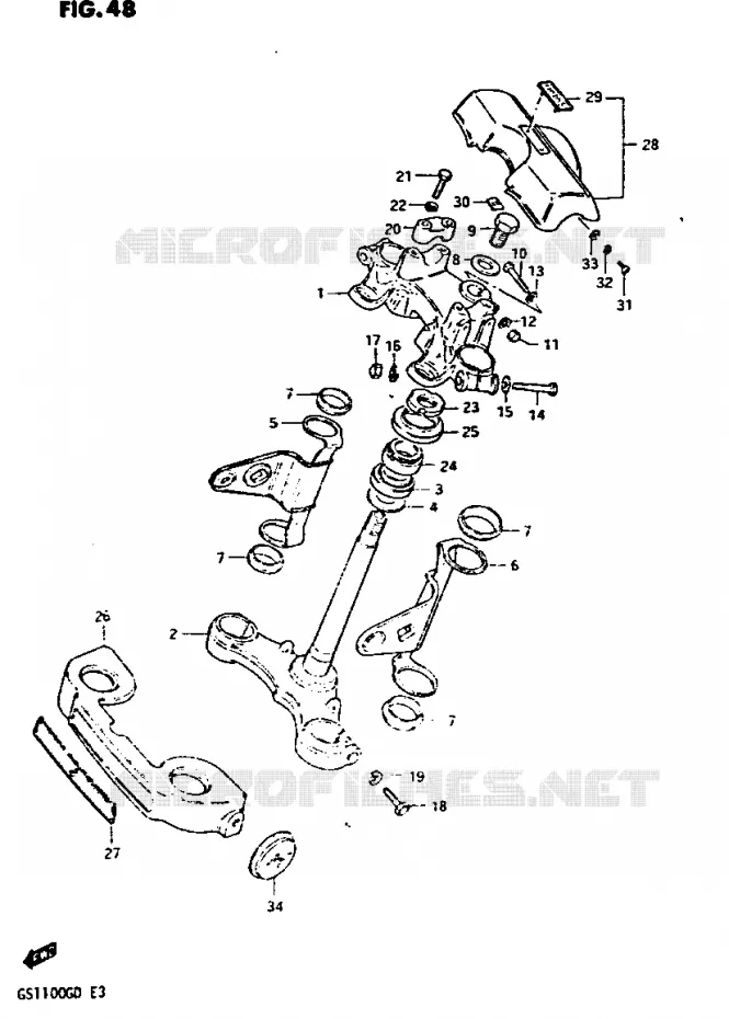 STEERING COLUMN (MODEL Z) Suzuki MOTO 1100 GS-G 1983  GS1100GD(Z/D)