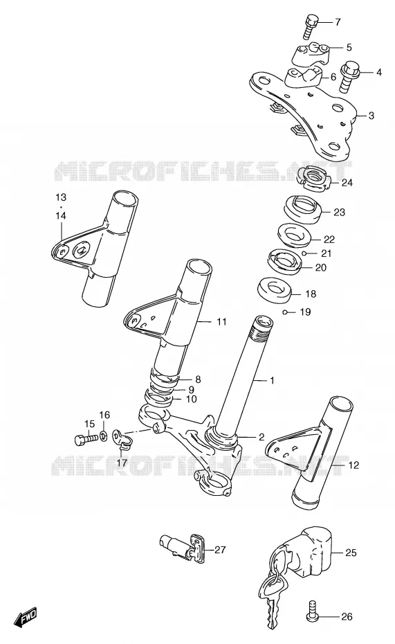 STEERING COLUMN (SEE NOTE) Suzuki MOTO 125 GS 2000  GS125UY(E71)
