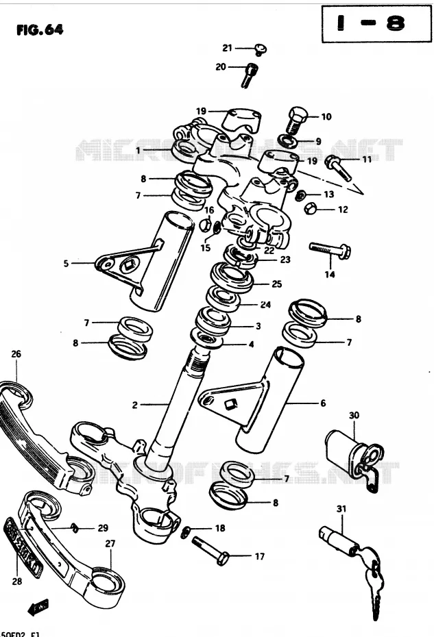 STEERING COLUMN Suzuki MOTO 450 GS 1982  GS4502(2/Z/D)