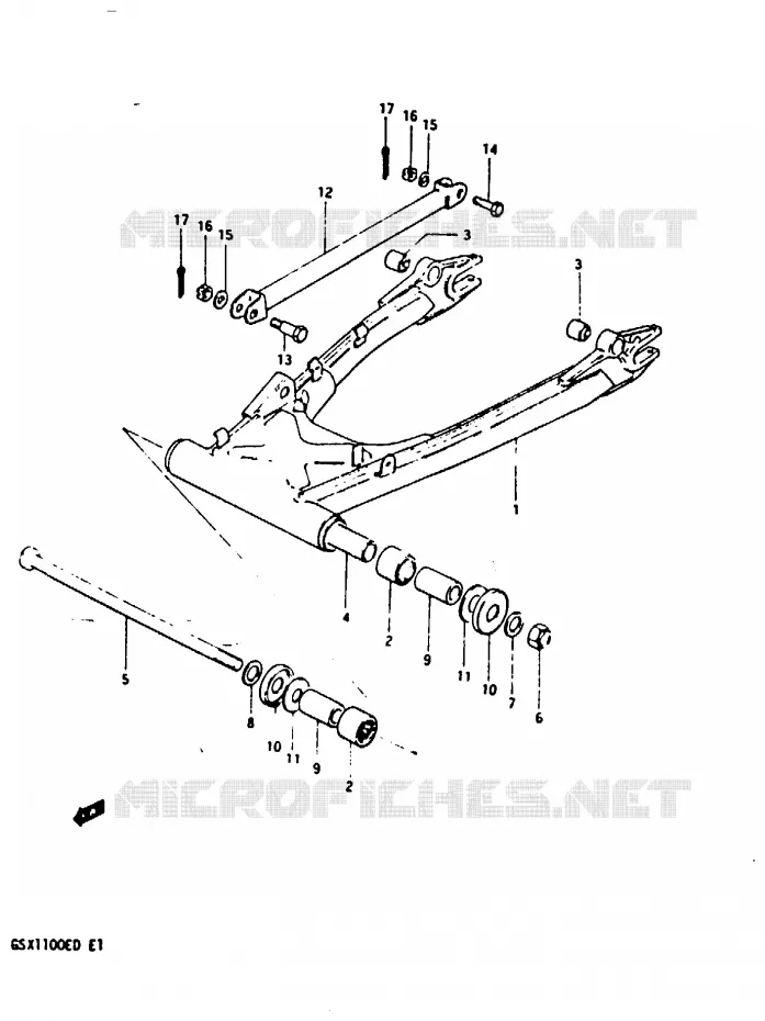 SWINGARM (GSX1100EZ/ED/EXD/ESD) Suzuki MOTO 1100 GSX-E 1983  GSX1100ESD(Z/D)