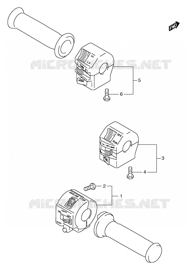 SWITCHES (GS125ESX/ESY,GS125X) Suzuki MOTO 125 GS 1999  GS125SUX(E71)