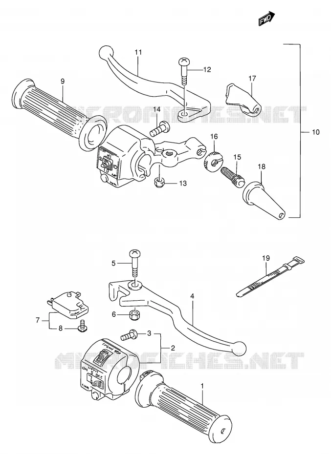 SWITCHES (GS125SR,GS125ESK/ESL/ESM/ESR) Suzuki MOTO 125 GS 1994  GS125UR(E1)