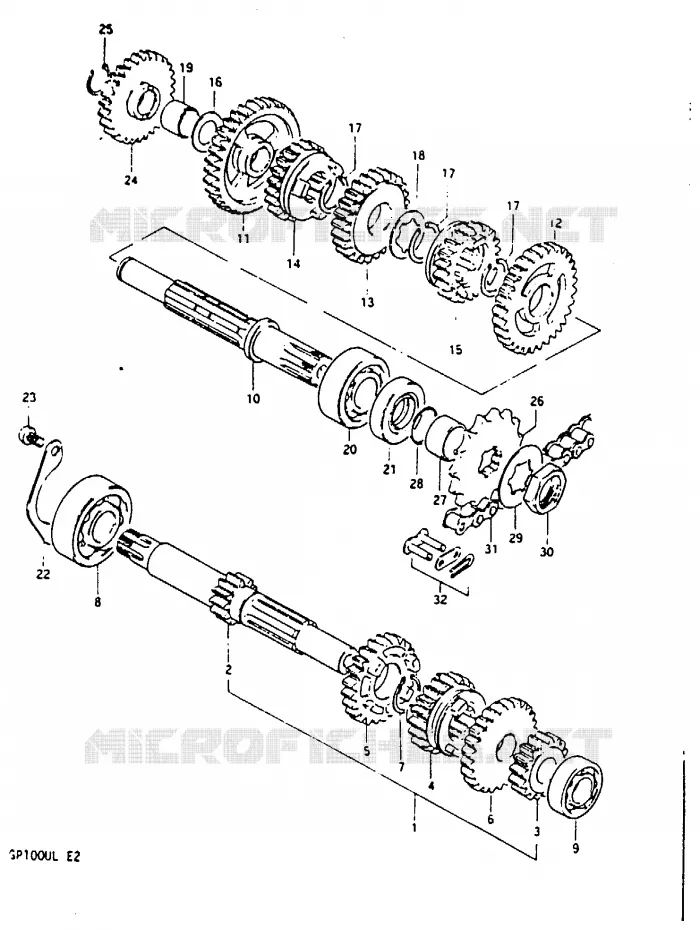 TRANSMISSION Suzuki MOTO 100 GP 1983  GP100ED(X/D/L)