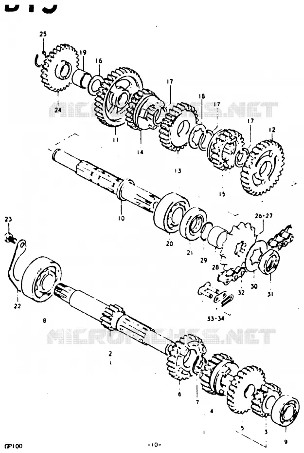 TRANSMISSION Suzuki MOTO 100 GP 1992  GP100UN(C/N)