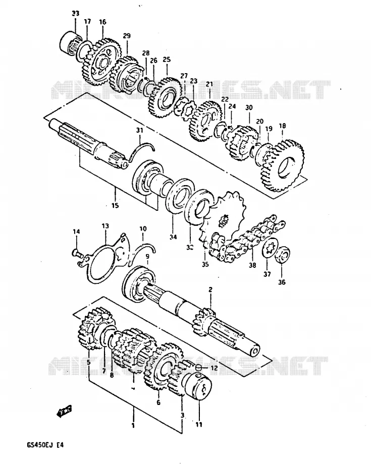 TRANSMISSION Suzuki MOTO 450 GS-S 1987  GS450SH(E/F/G/H/J)