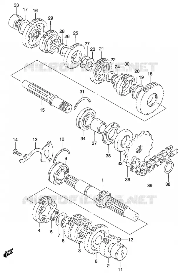 TRANSMISSION Suzuki MOTO 500 GS-E 2003  GS500K3(P19)