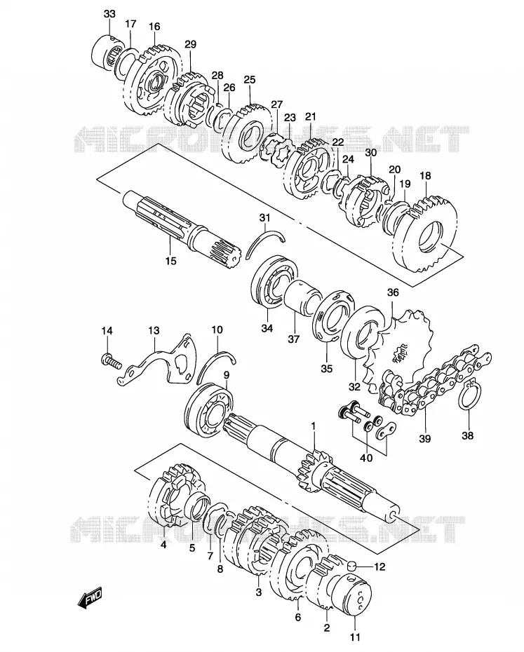 TRANSMISSION Suzuki MOTO 500 GS-F 2004  GS500FK4(P19)