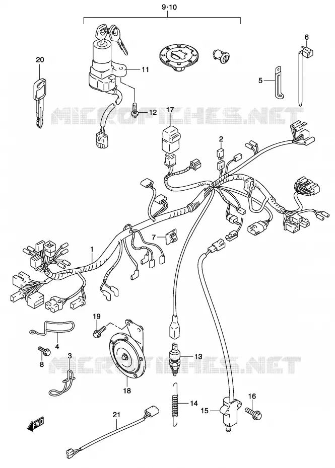 WIRING HARNESS (MODEL K3) Suzuki MOTO 500 GS-E 2004  GS500UK4(P19)