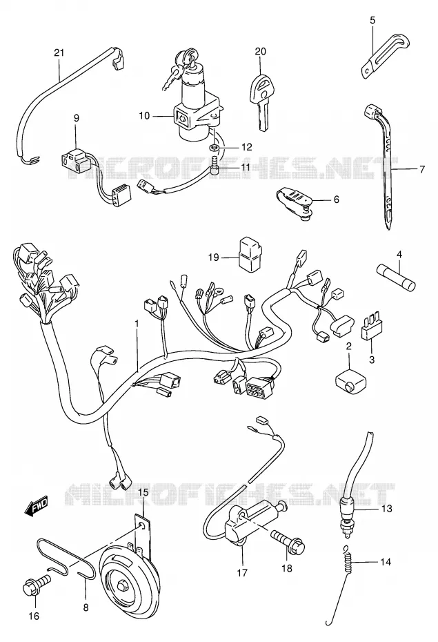 WIRING HARNESS (MODEL T/W/X) Suzuki MOTO 250 GN 2001  GN250K1(E2)