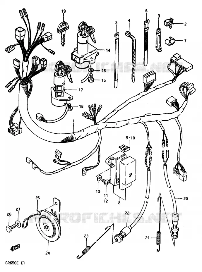 WIRING HARNESS Suzuki MOTO 650 TEMPTER 1983  GR650D(D/E)