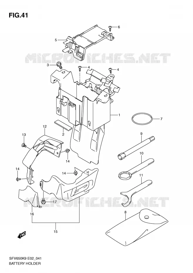 BATTERY HOLDER Suzuki MOTO 650 GLADIUS 2009  SFV650K9(E2)