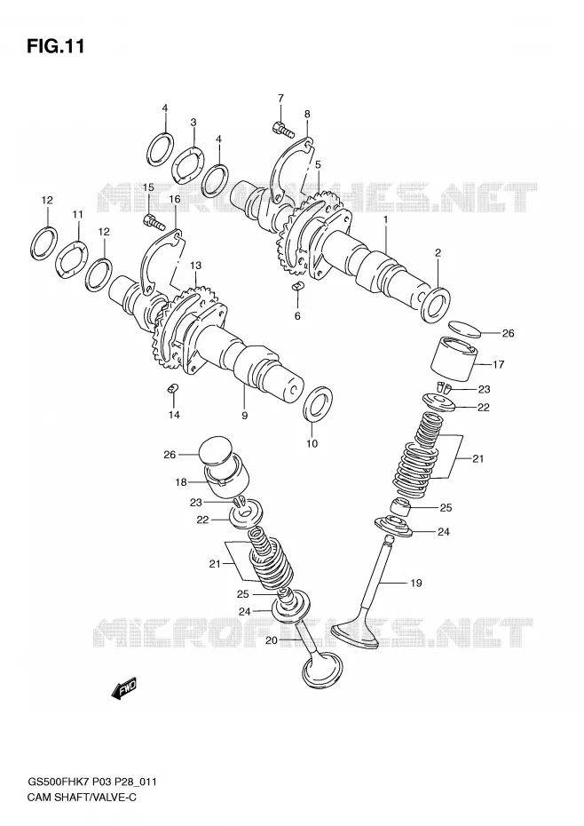 CAMSHAFT - VALVES Suzuki MOTO 500 GS-F 2007  GS500FHK7(P3)