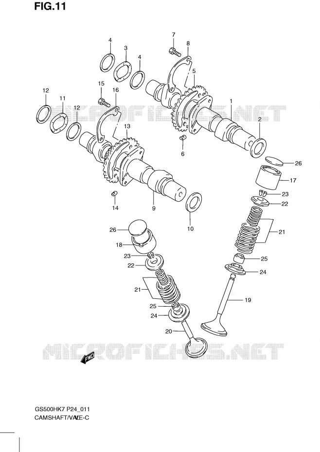 CAMSHAFT - VALVES Suzuki MOTO 500 GS-F 2009  GS500FHK9(P24)