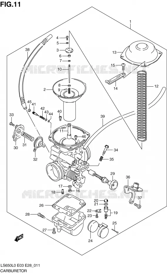 CARBURETOR Suzuki MOTO 650 BOULEVARD 2010  LS650L0(E3/E28)