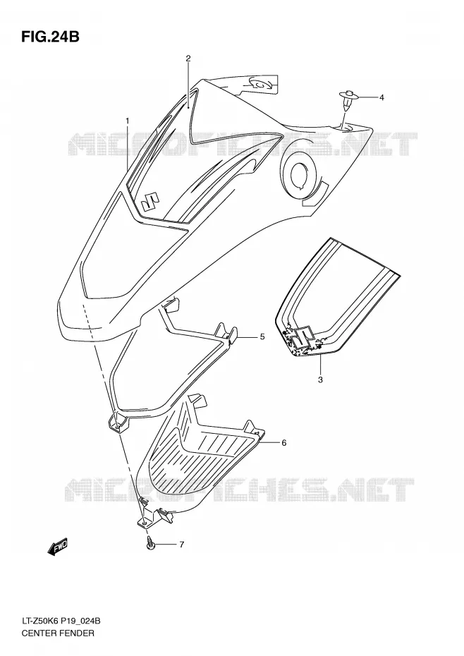 CENTRAL FAIRING (MODEL L0) Suzuki QUAD 50 QUADSPORT 2007  LT-Z50K7(P19)