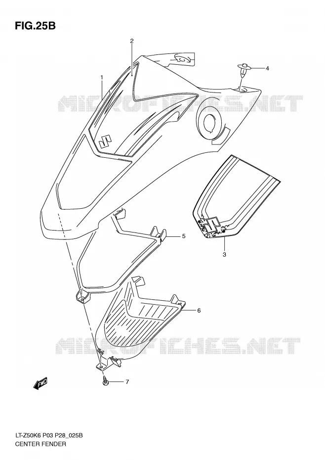 CENTRAL FAIRING (MODEL L0) Suzuki QUAD 50 QUADSPORT 2010  LT-Z50L0(P3/P28)