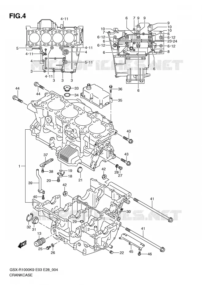 CRANKCASE Suzuki MOTO 1000 GSX-R 2010  GSX-R1000ZL0(E3/E28)