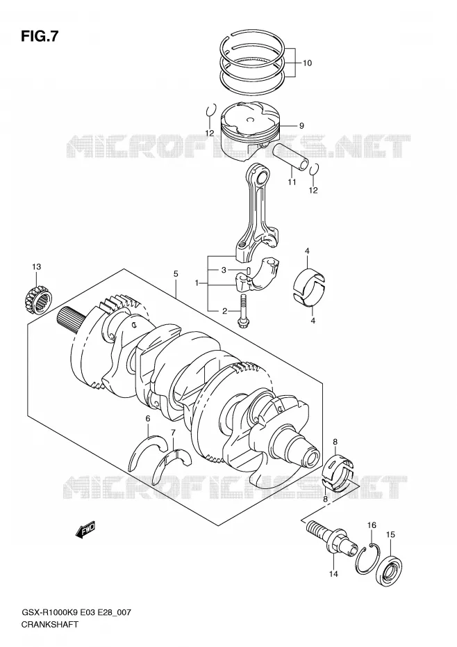 CRANKSHAFT Suzuki MOTO 1000 GSX-R 2010  GSX-R1000L0(E3/E28)