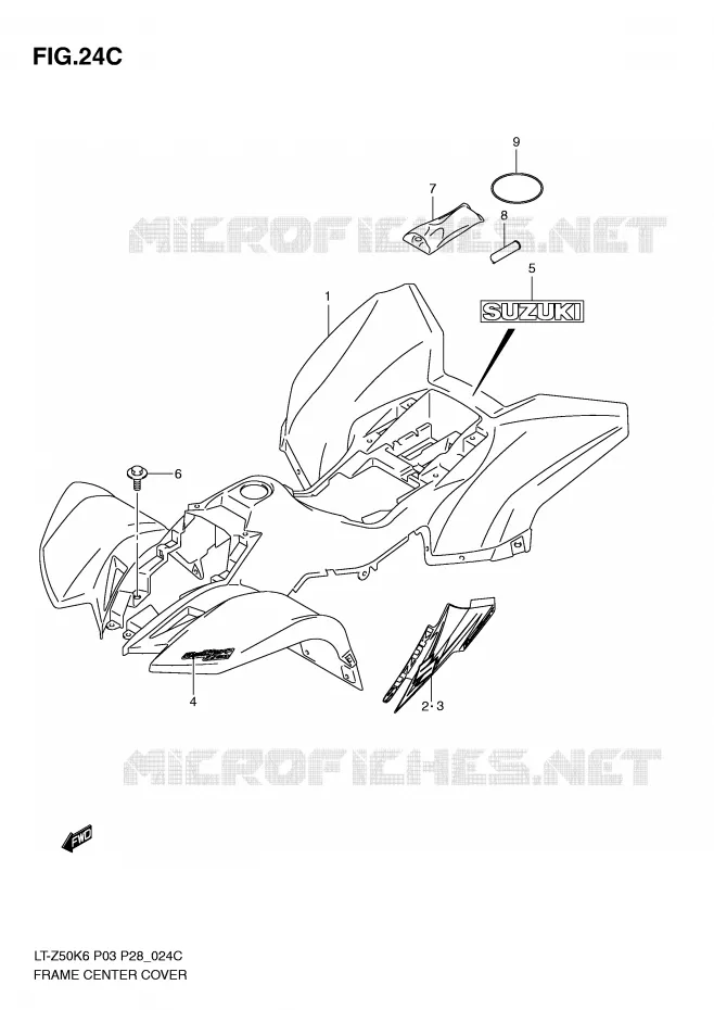 FAIRING (MODEL L0) Suzuki QUAD 50 QUADSPORT 2007  LT-Z50K7(P3/P28)