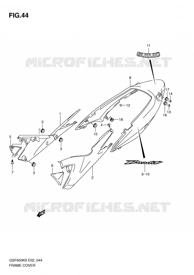 FAIRING (WITHOUT COWLING) Suzuki MOTO 650 BANDIT 2010  GSF650SUL0(E2)