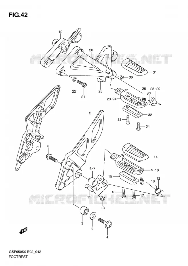 FOOTREST Suzuki MOTO 650 BANDIT 2010  GSF650SAL0(E2)