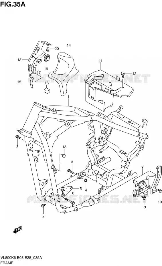 FRAME (MODEL K9/L0) Suzuki MOTO 800 VOLUSIA 2006  VL800K6(E3/E28)