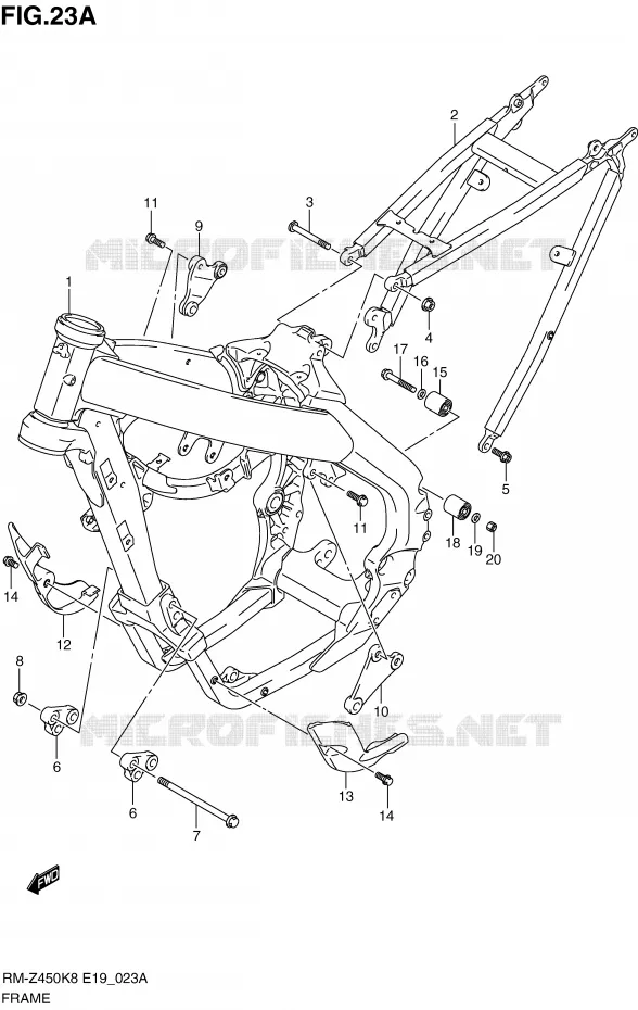 FRAME (RM-Z450L0) Suzuki MOTO 450 RM-Z 2012  RM-Z450L1(E19)