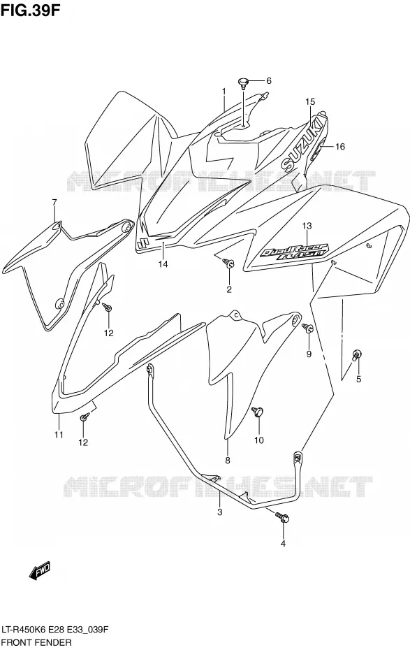FRONT FENDER (LT-R450L0) Suzuki QUAD 450 QUADRACER 2009  LT-R450ZK9(E28/E33)