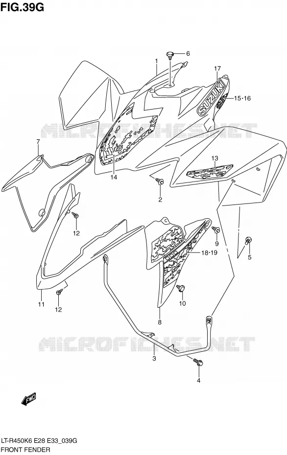 FRONT FENDER (LT-R450ZL0) Suzuki QUAD 450 QUADRACER 2009  LT-R450K9(E28/E33)