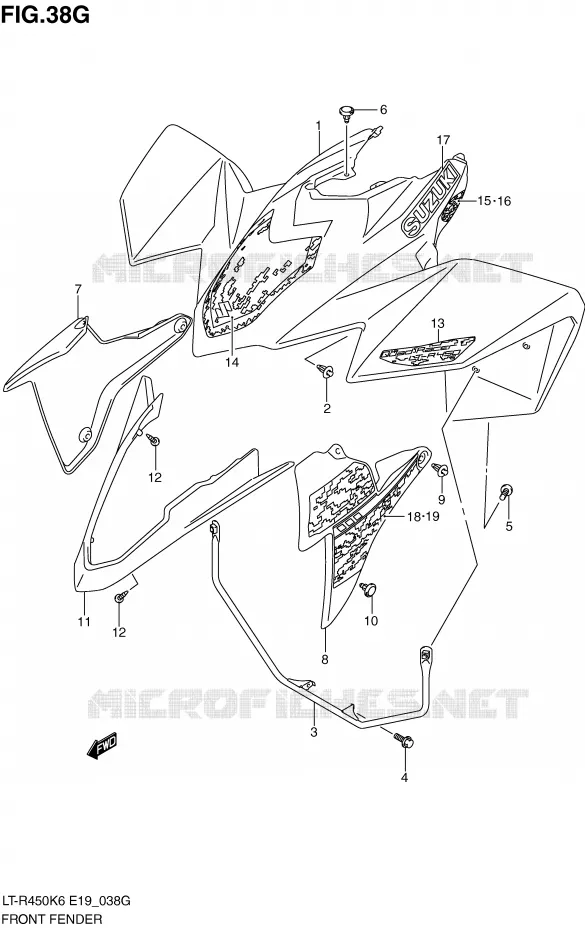 FRONT FENDER (LT-R450ZL0) Suzuki QUAD 450 QUADRACER 2009  LT-R450ZK9(E19)