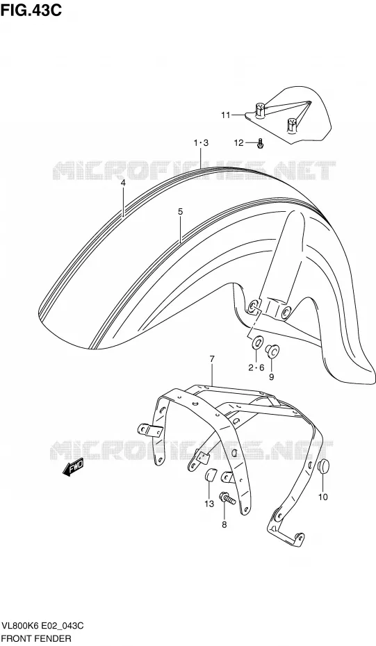 FRONT FENDER (MODEL L0) Suzuki MOTO 800 VOLUSIA 2007  VL800CK7(E2)