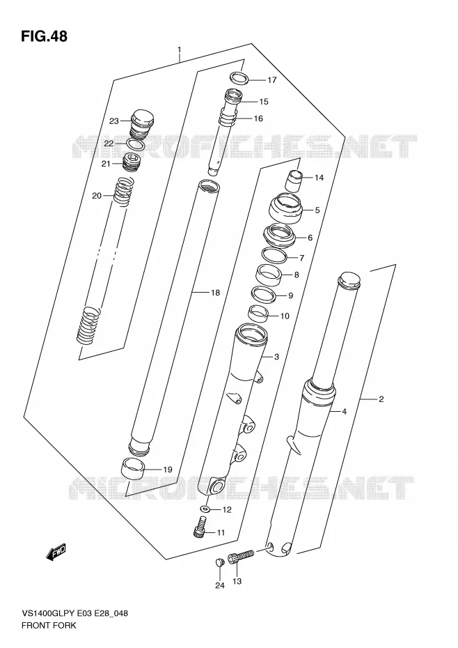 FRONT FORK Suzuki MOTO 1400 INTRUDER 2000  VS1400GLPY(E3/E28)