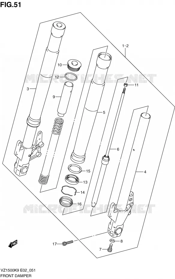 FRONT FORK Suzuki MOTO 1500 BOULEVARD-M91 2010  VZ1500L0(E2)