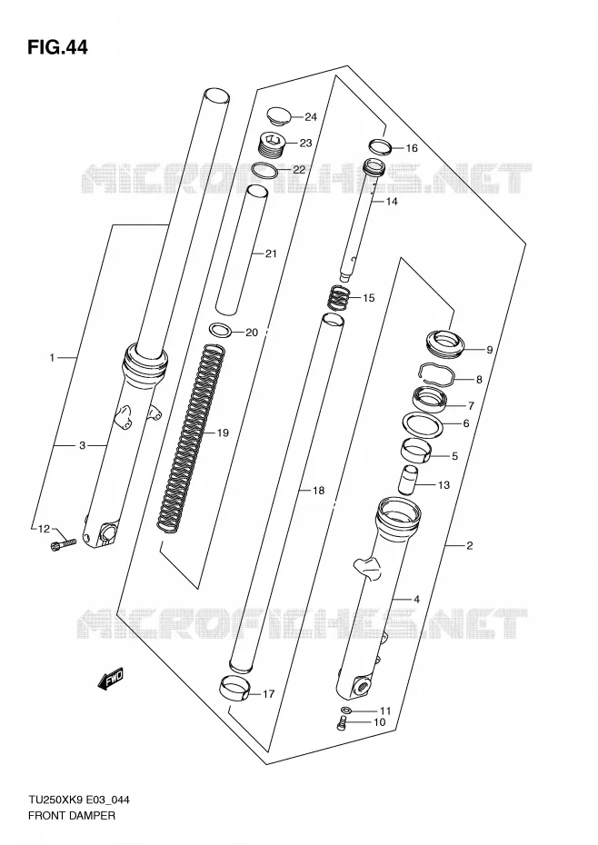 FRONT FORK Suzuki MOTO 250 TU 2009  TU250XK9(E3)