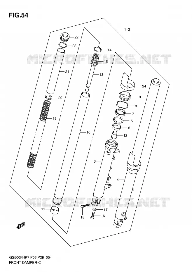 FRONT FORK Suzuki MOTO 500 GS-F 2008  GS500FHK8(P3)