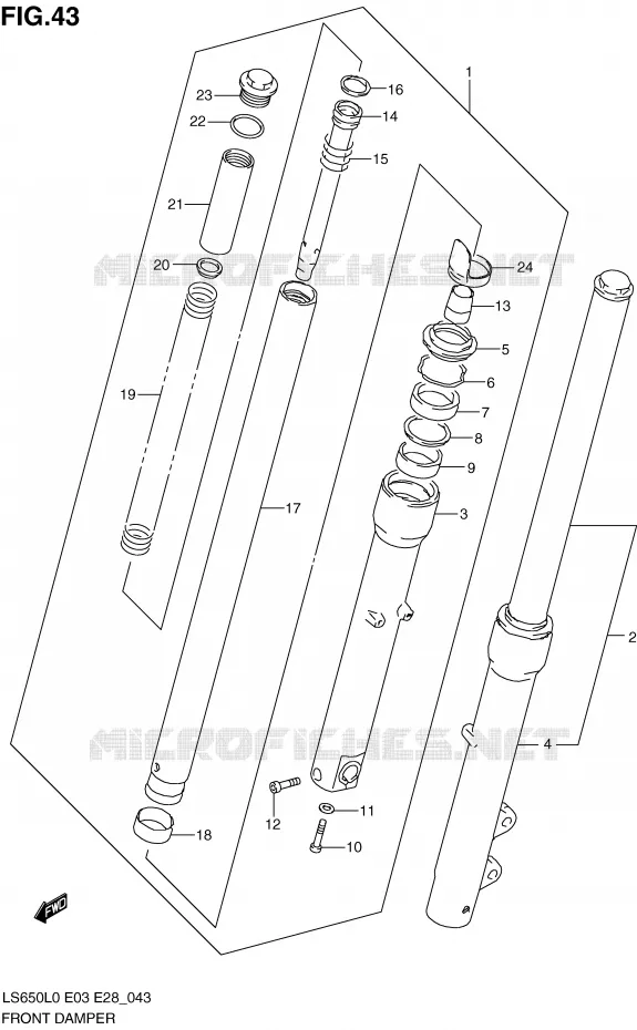 FRONT FORK Suzuki MOTO 650 BOULEVARD 2010  LS650L0(E3/E28)