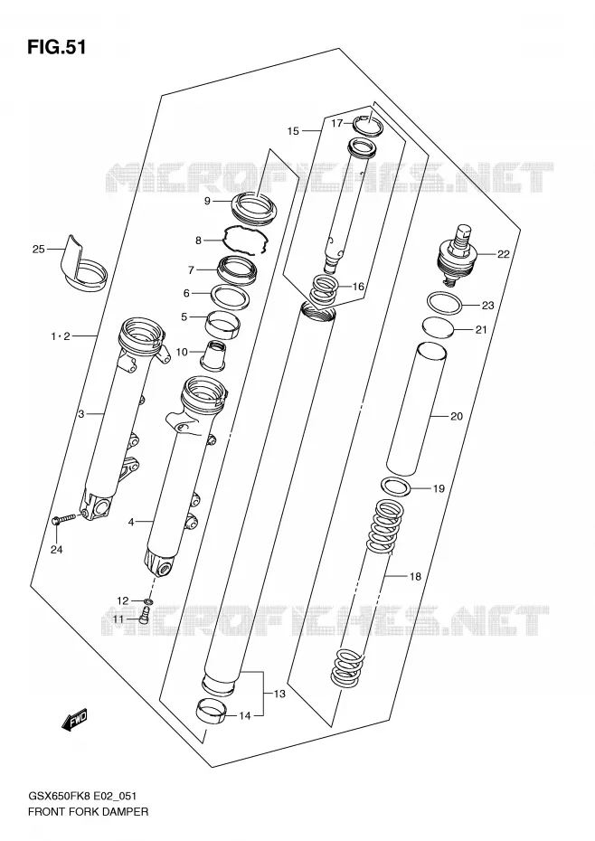 FRONT FORK Suzuki MOTO 650 GSX-F 2010  GSX650FUAL0(E2)