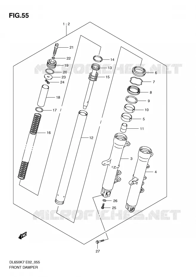 FRONT FORK Suzuki MOTO 650 V-STROM 2007  DL650AK7(E2)