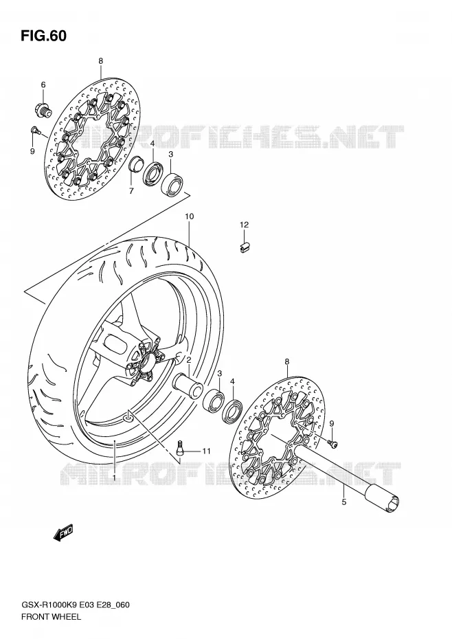 FRONT WHEEL Suzuki MOTO 1000 GSX-R 2009  GSX-R1000K9(E3/E28)
