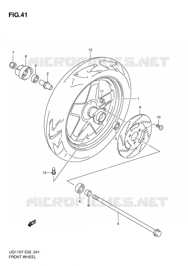 FRONT WHEEL Suzuki SCOOTER 110 UG 2000  UG110Y(E2)