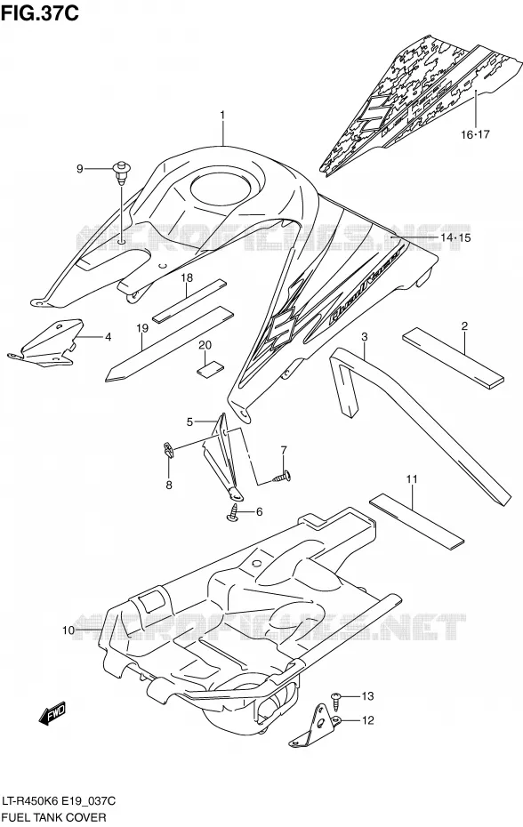 FUEL TANK COVER (MODEL L0) Suzuki QUAD 450 QUADRACER 2007  LT-R450K7(E19)