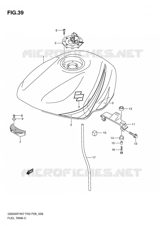 FUEL TANK (MODEL K7) Suzuki MOTO 500 GS-F 2007  GS500FHK7(P3)