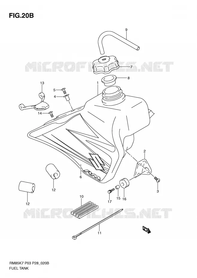 FUEL TANK (MODEL K9) Suzuki MOTO 85 RM 2007  RM85K7(P3/P28)