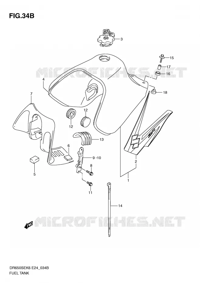 FUEL TANK (MODEL L0) Suzuki MOTO 650 DR 2006  DR650SEK6(E24)