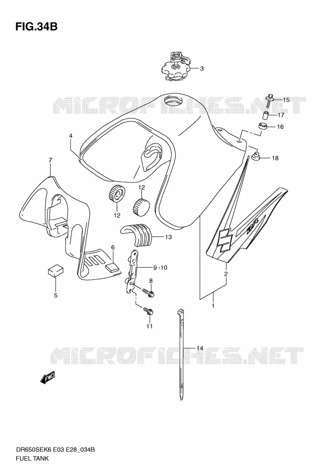 FUEL TANK (MODEL L0) Suzuki MOTO 650 DR 2007  DR650SEK7(E3/E28)