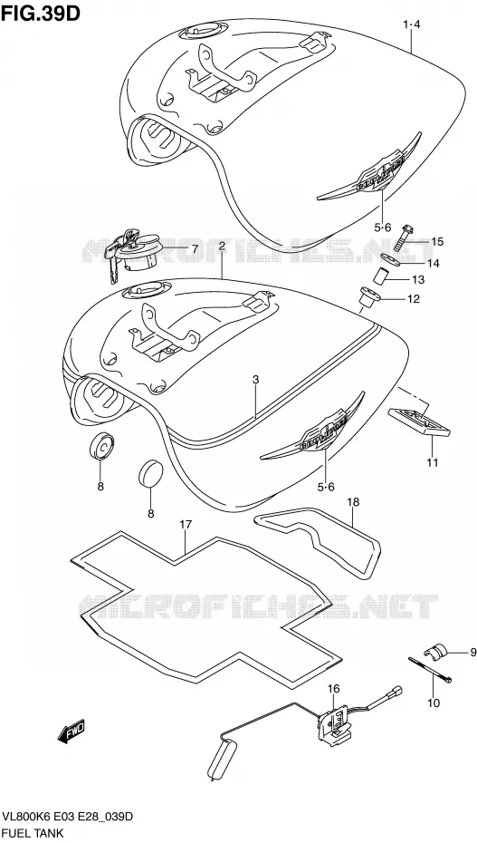 FUEL TANK (MODEL L0) Suzuki MOTO 800 VOLUSIA 2007  VL800K7(E3/E28)