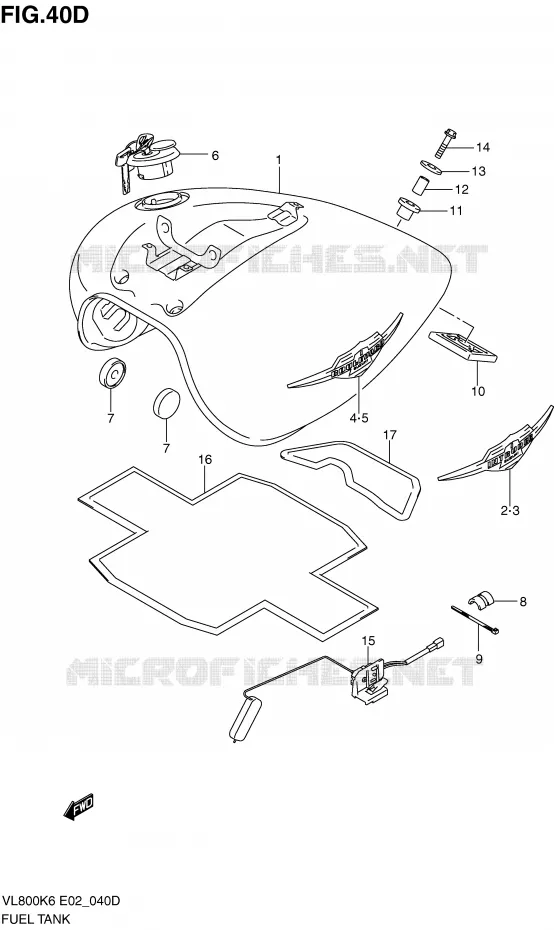 FUEL TANK (MODEL L0) Suzuki MOTO 800 VOLUSIA 2008  VL800UEK8(E2)