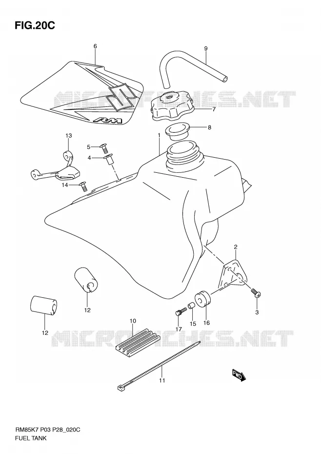 FUEL TANK (MODEL L0) Suzuki MOTO 85 RM 2008  RM85K8(P3/P28)