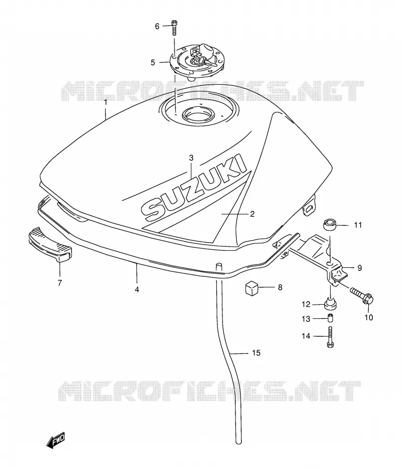 FUEL TANK (MODEL W/X) Suzuki MOTO 500 GS-E 1999  GS500EUX(E2)